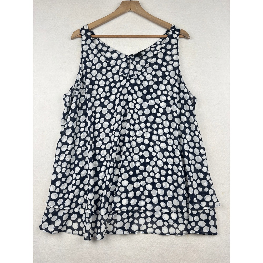 Lane Bryant Top Womens 20 Sleeveless Abstract Polka Dot Tiered